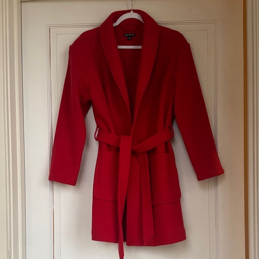 Beautiful Red Belted Coat By Mercantile